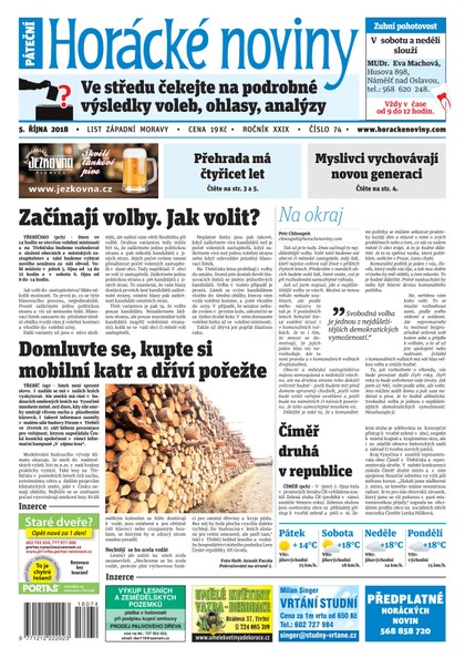 E-magazín Horácké Noviny Pátek 5. 10. 2018 č. 074 - Horácké noviny