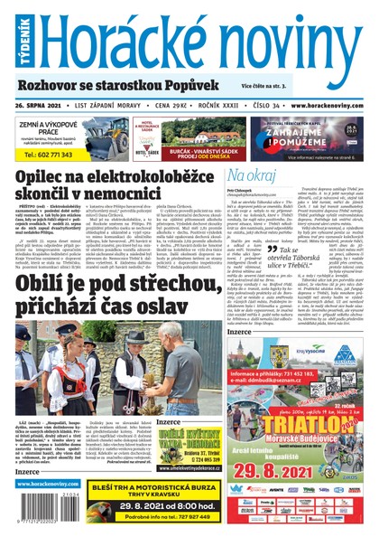 E-magazín Horácké Noviny Čtvrtek 26.8.2021 č. 034 - Horácké noviny