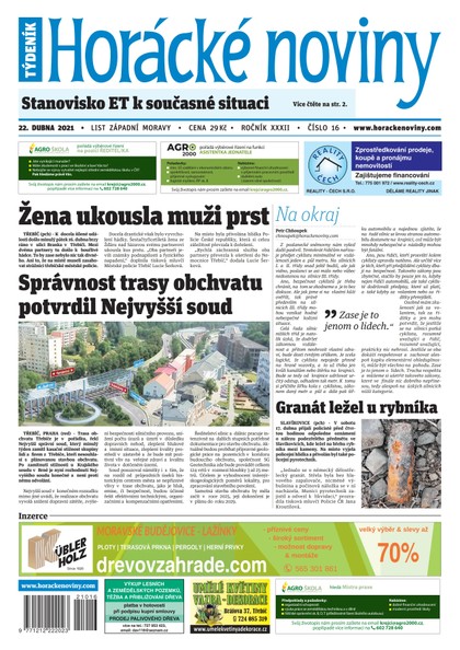 E-magazín Horácké Noviny Čtvrtek 22.4.2021 č. 016 - Horácké noviny