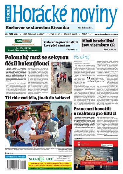 E-magazín Horácké Noviny Čtvrtek 30.9.2021 č. 039 - Horácké noviny