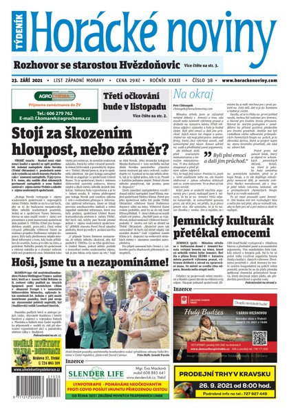 E-magazín Horácké Noviny Čtvrtek  23.9.2021 č.038 - Horácké noviny