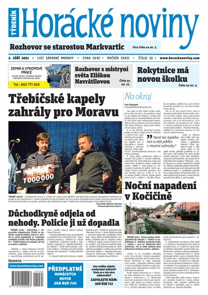 E-magazín Horácké Noviny Čtvrtek 2.9.2021 č. 035 - Horácké noviny