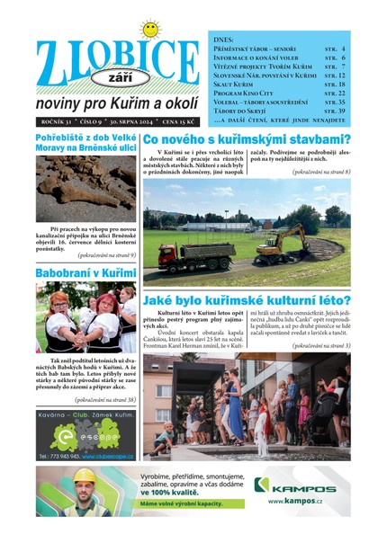 E-magazín Zlobice noviny pro Kuřim a okolí 9/2024 - Noviny Zlobice