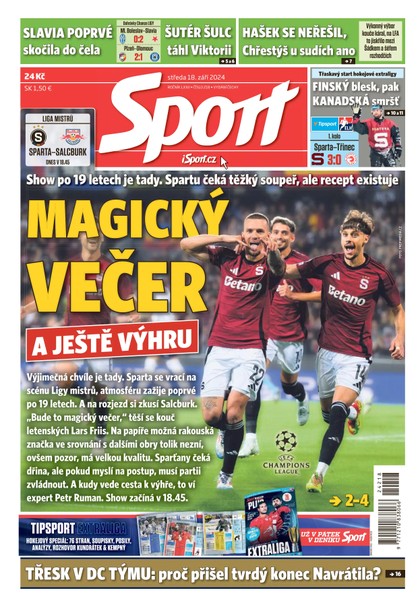 E-magazín Sport - 18.09.2024 - CZECH NEWS CENTER a. s.