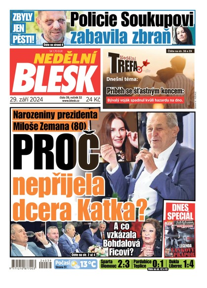 E-magazín NEDĚLNÍ BLESK - 29.09.2024 - CZECH NEWS CENTER a. s.