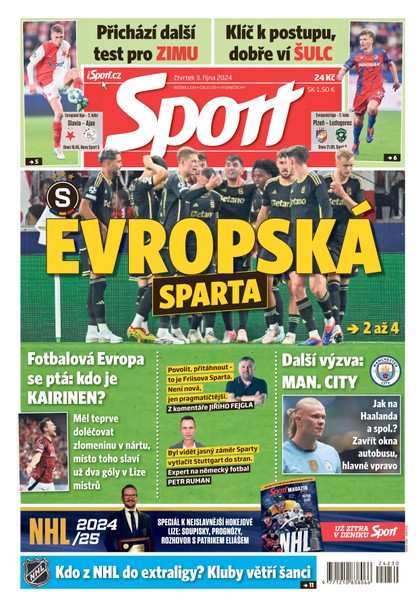 E-magazín Sport - 03.10.2024 - CZECH NEWS CENTER a. s.