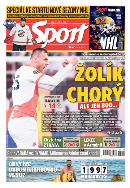 E-magazín Sport - 04.10.2024 - CZECH NEWS CENTER a. s.