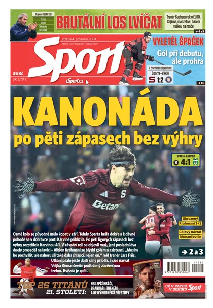 E-magazín Sport - 04.12.2024 - CZECH NEWS CENTER a. s.