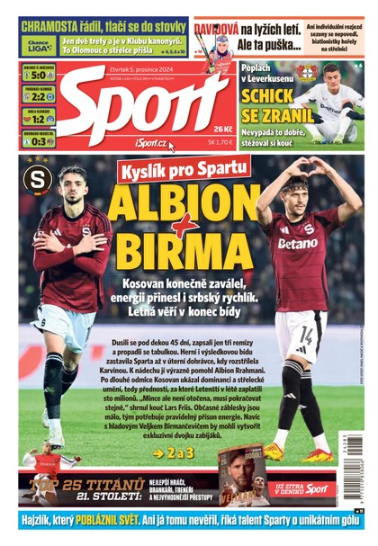 E-magazín Sport - 05.12.2024 - CZECH NEWS CENTER a. s.